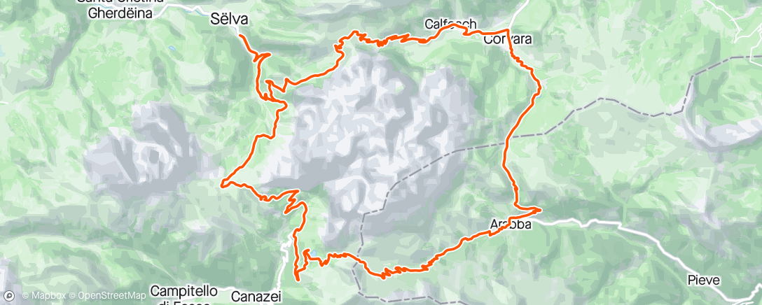 Map of the activity, Val Gardena-Passo Sella-Passo Pordoi