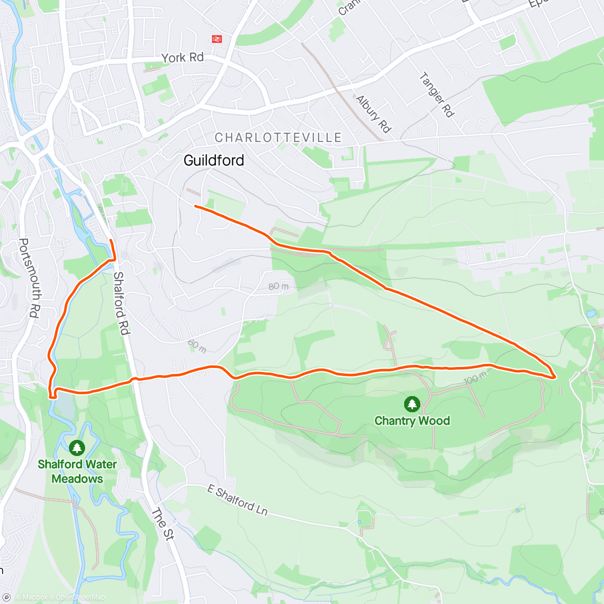 Map of the activity, Done did Pewley Down