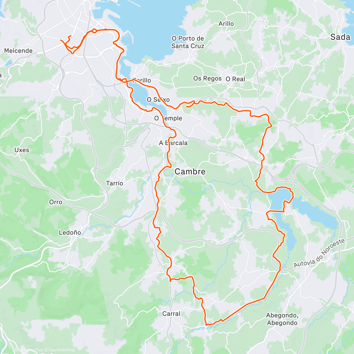 Map of the activity, Bicicleta de gravilla matutina
