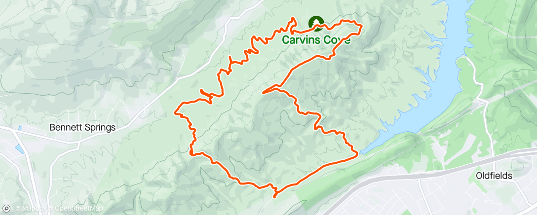 Map of the activity, Carvins Cove is Really Cool