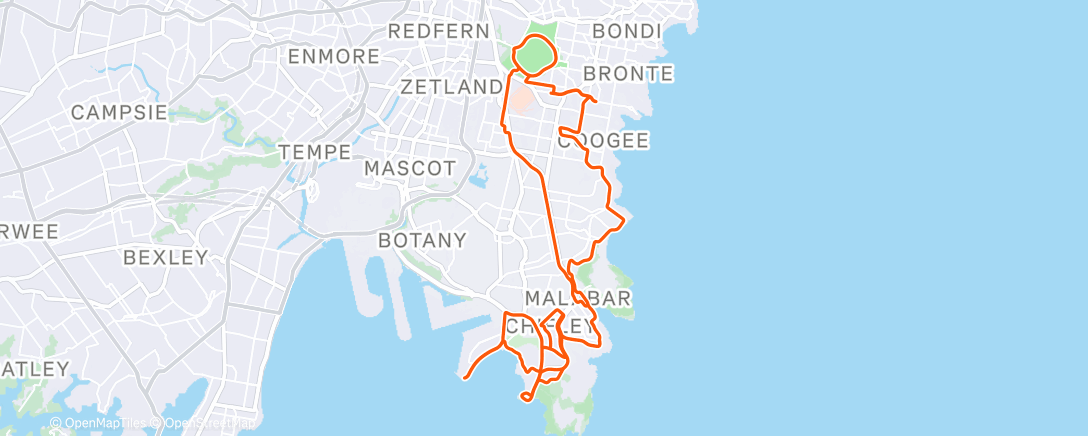 Map of the activity, Andar en bicicleta
