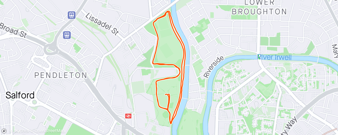 Map of the activity, #RunWithWillpower Peel Park with Soph