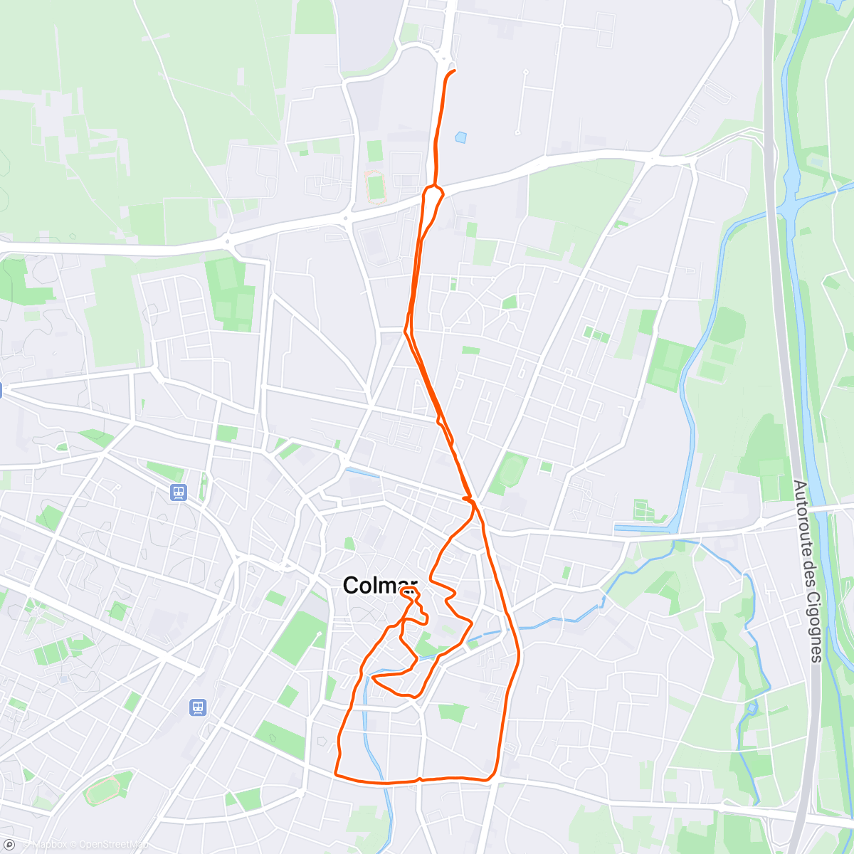 Map of the activity, Course à pied le soir