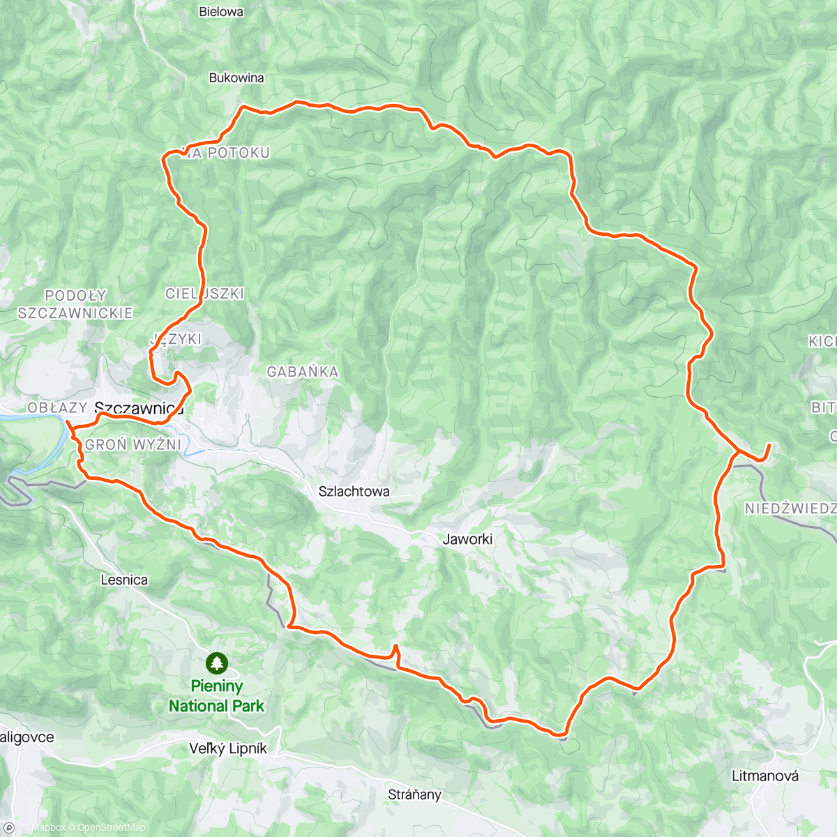 Map of the activity, Wielka Prehyba 44km - Pieniny Ultra Trail