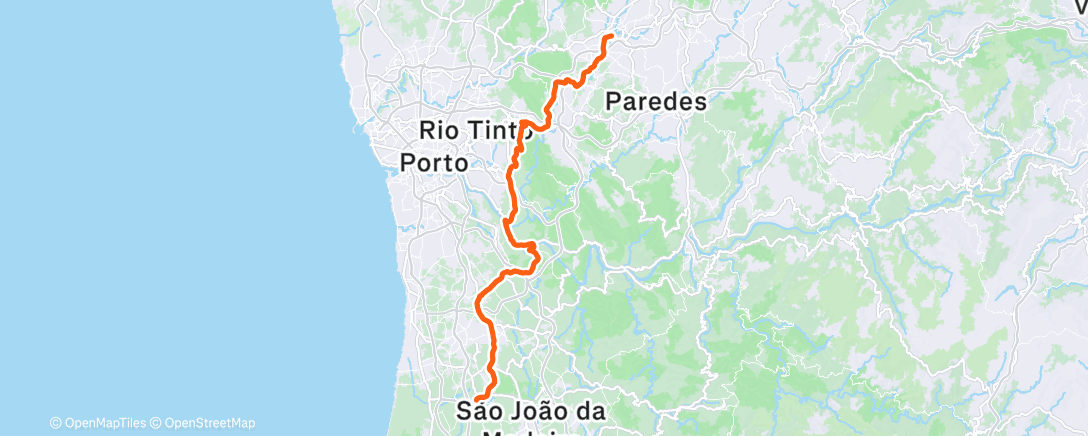 Map of the activity, Volta de bicicleta vespertina