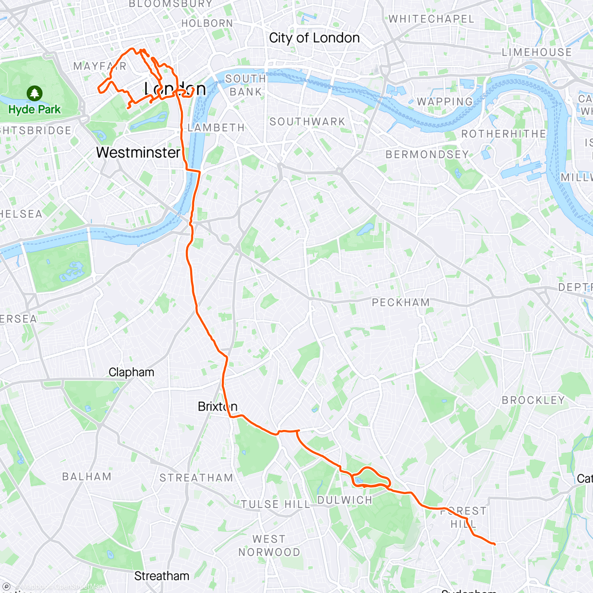 Map of the activity, Big old run