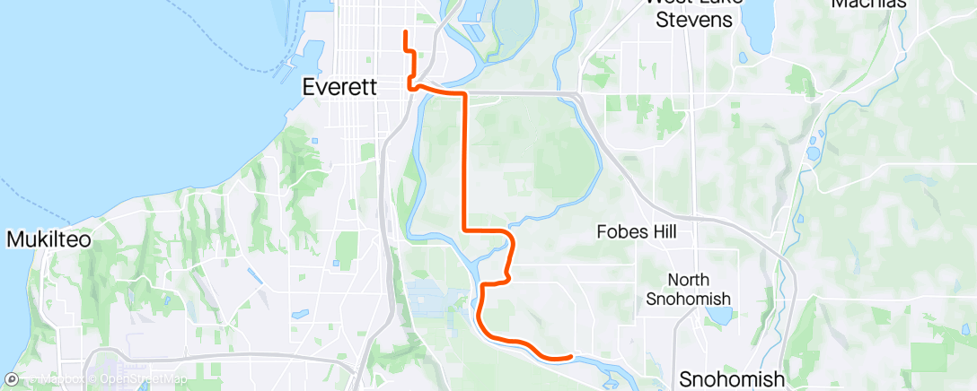 Map of the activity, 2nd half of dead Wahoo ride recorded on phone