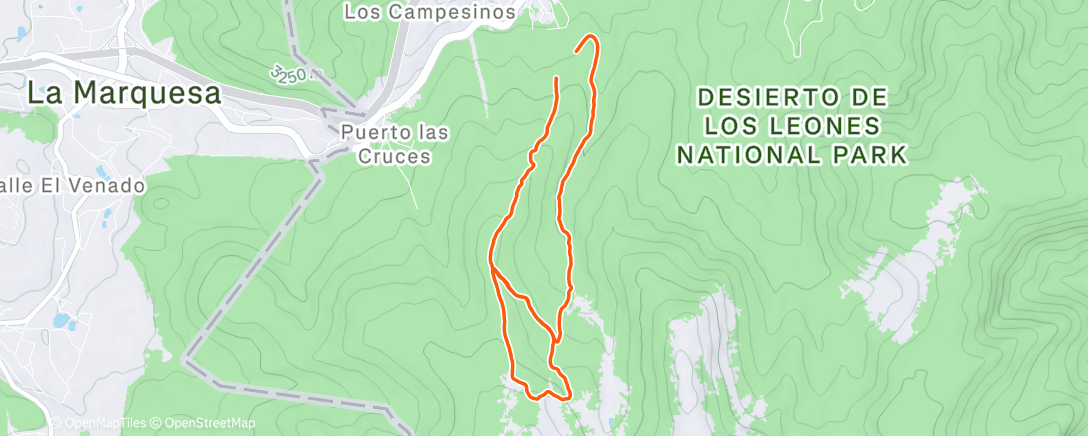 Map of the activity, Vuelta en bicicleta de montaña a la hora del almuerzo