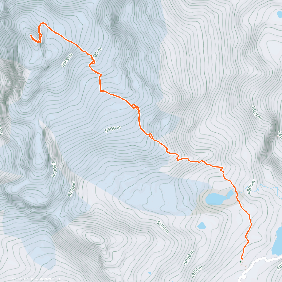 Map of the activity, Ascension Huyana Potosi 6088 m
