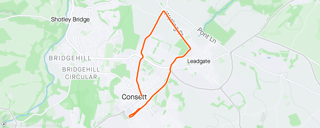 Map of the activity, Afternoon Run Consett, England ⛅