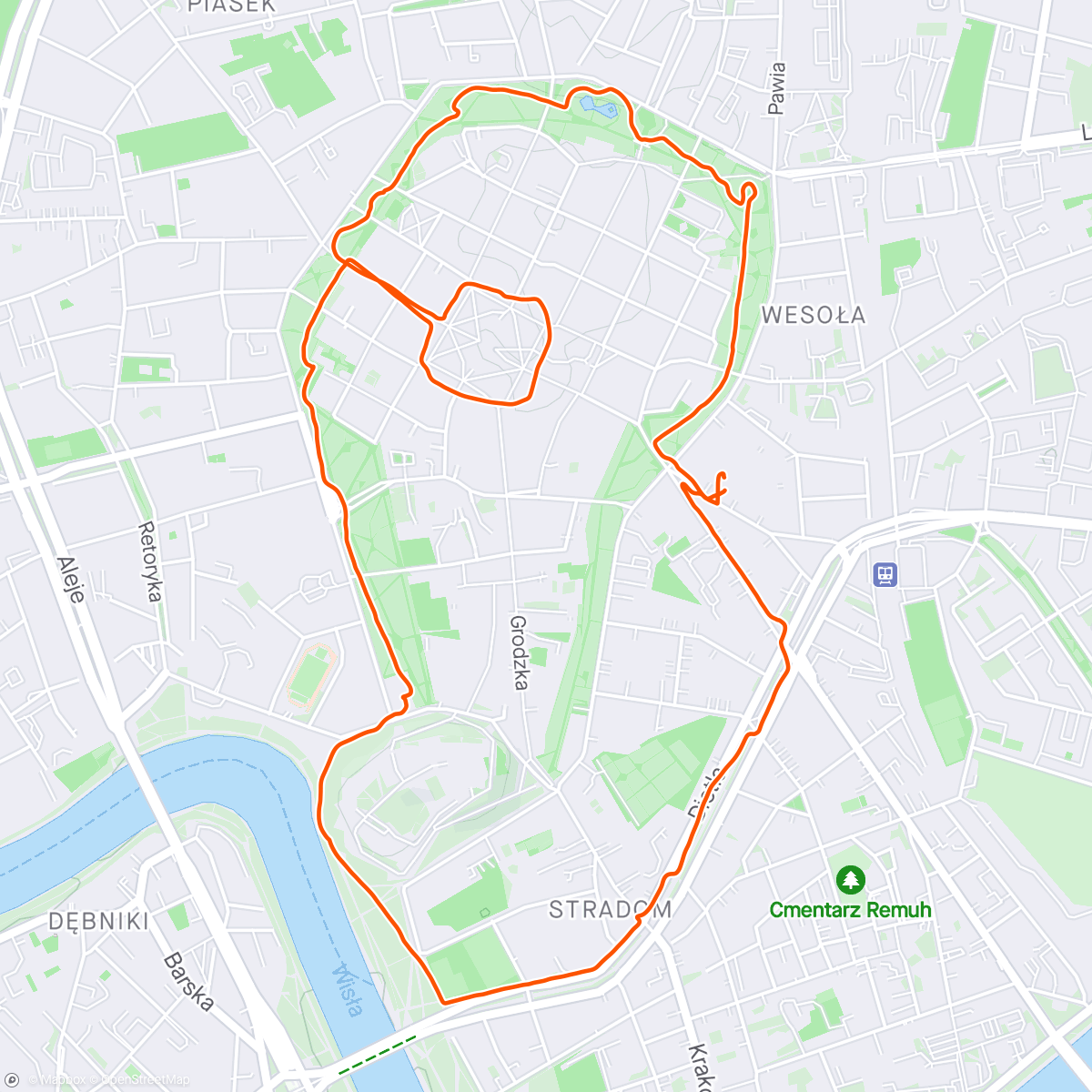 Map of the activity, Jogging in the rain