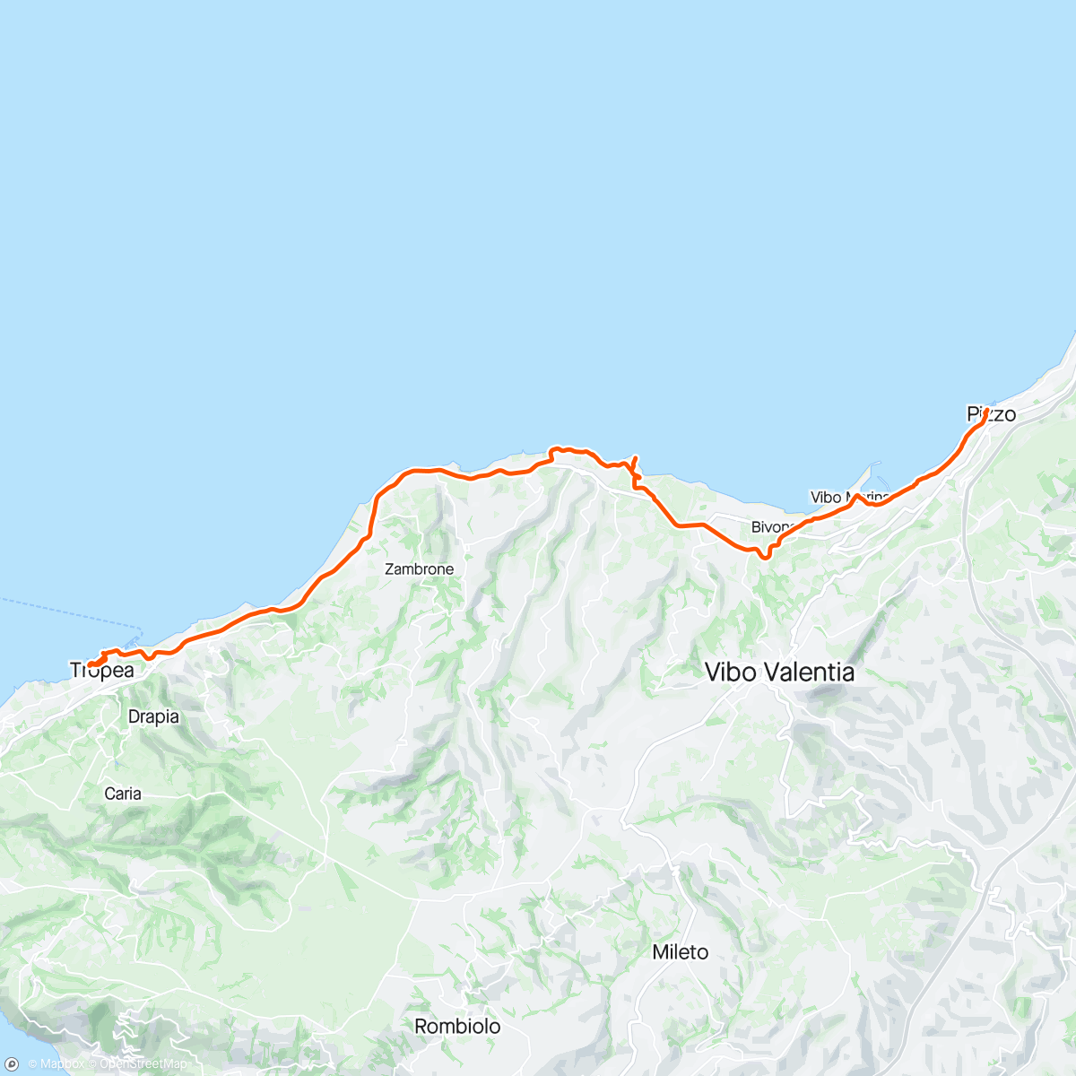Map of the activity, Grande Giro d’Italia, J44 Pizzo - Tropea