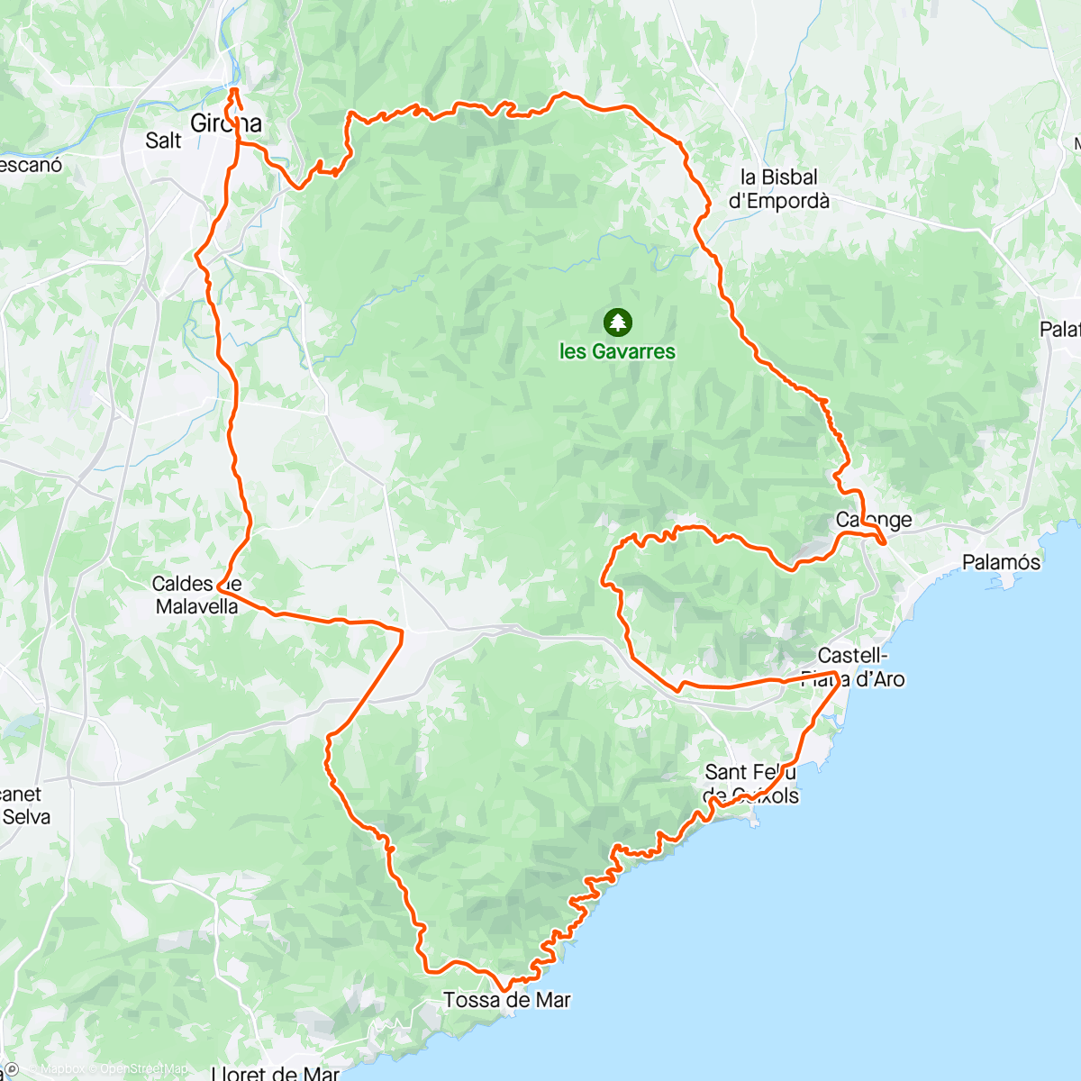 Map of the activity, Girona Day 6: Costa Brava