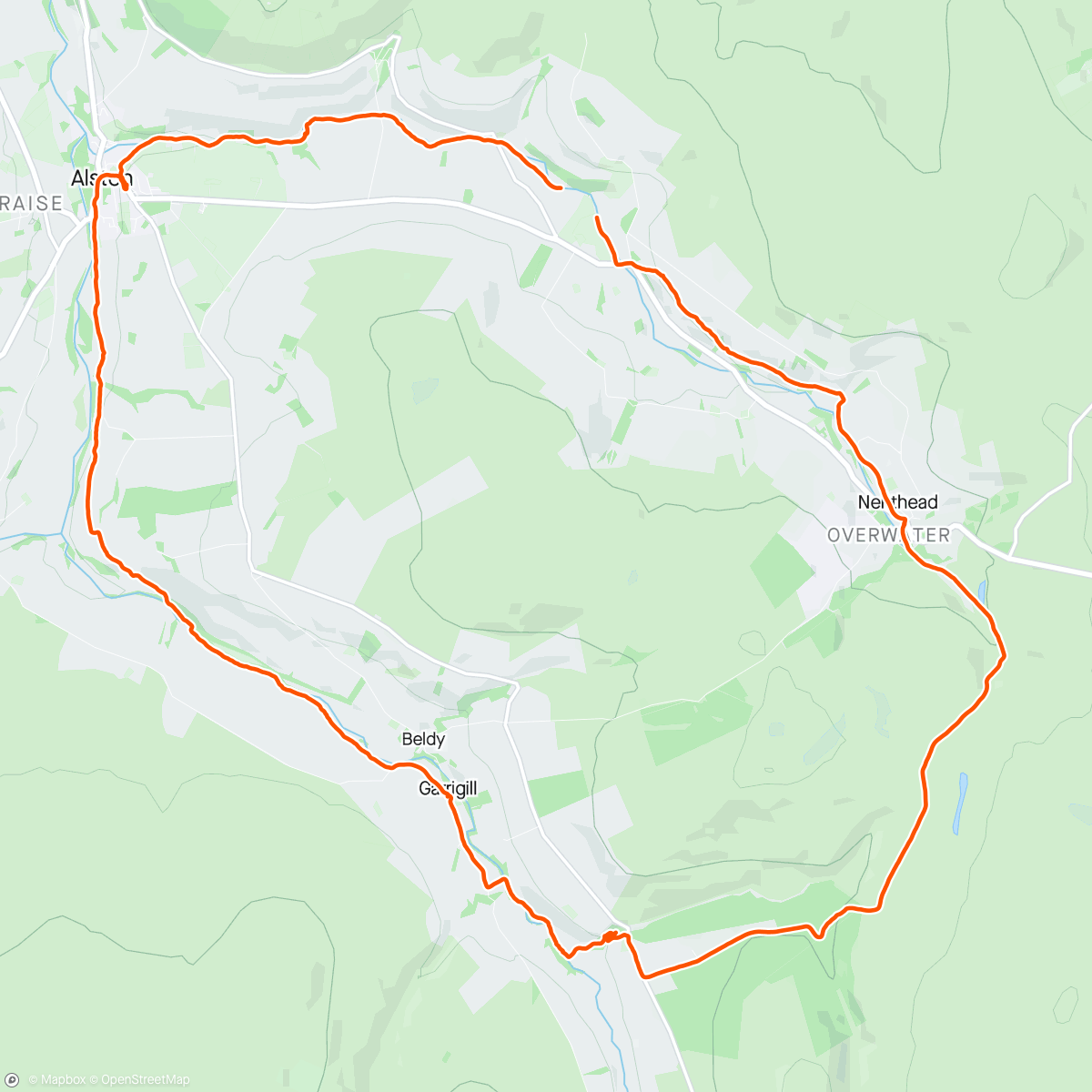 Map of the activity, Isaac’s Tea Trail walk. Nenthead, Alston, Garrigill, Ashgill Force.