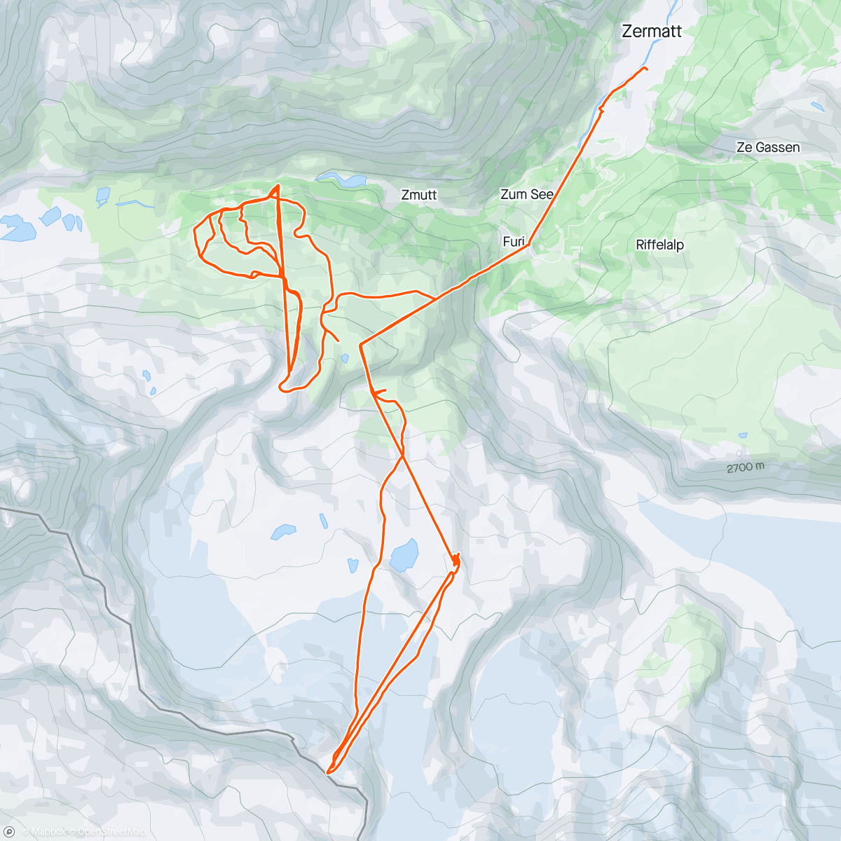 Map of the activity, Lapping late season Zermatt