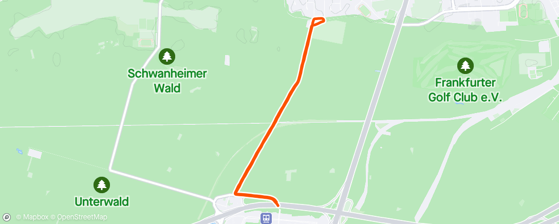 Map of the activity, Abendlauf im Nieselregen im Wald vom Flughafen FFM