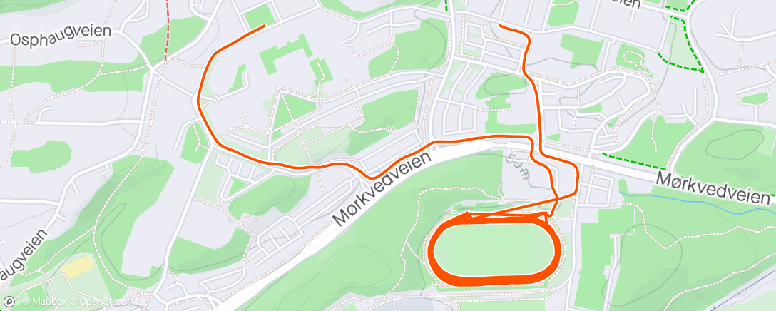 Map of the activity, 4x1000m + 2x400m