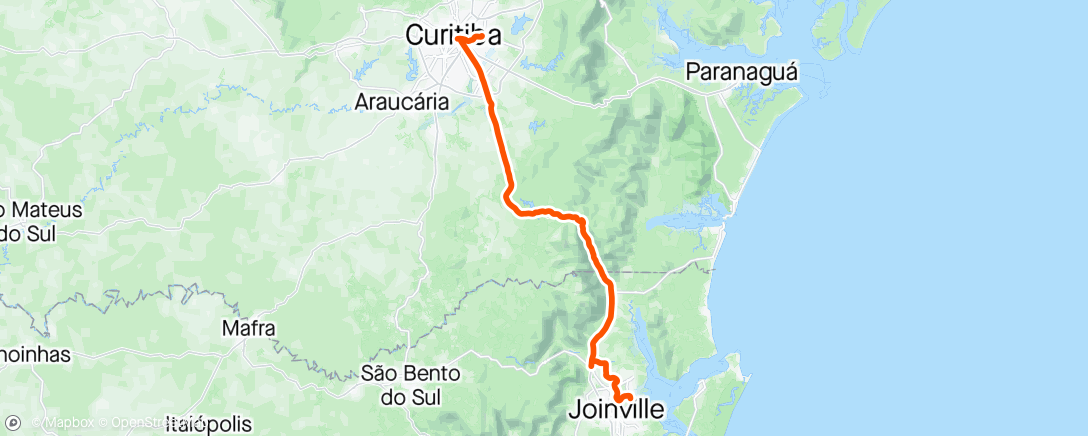 Mappa dell'attività Joinville ➡️ Curitiba