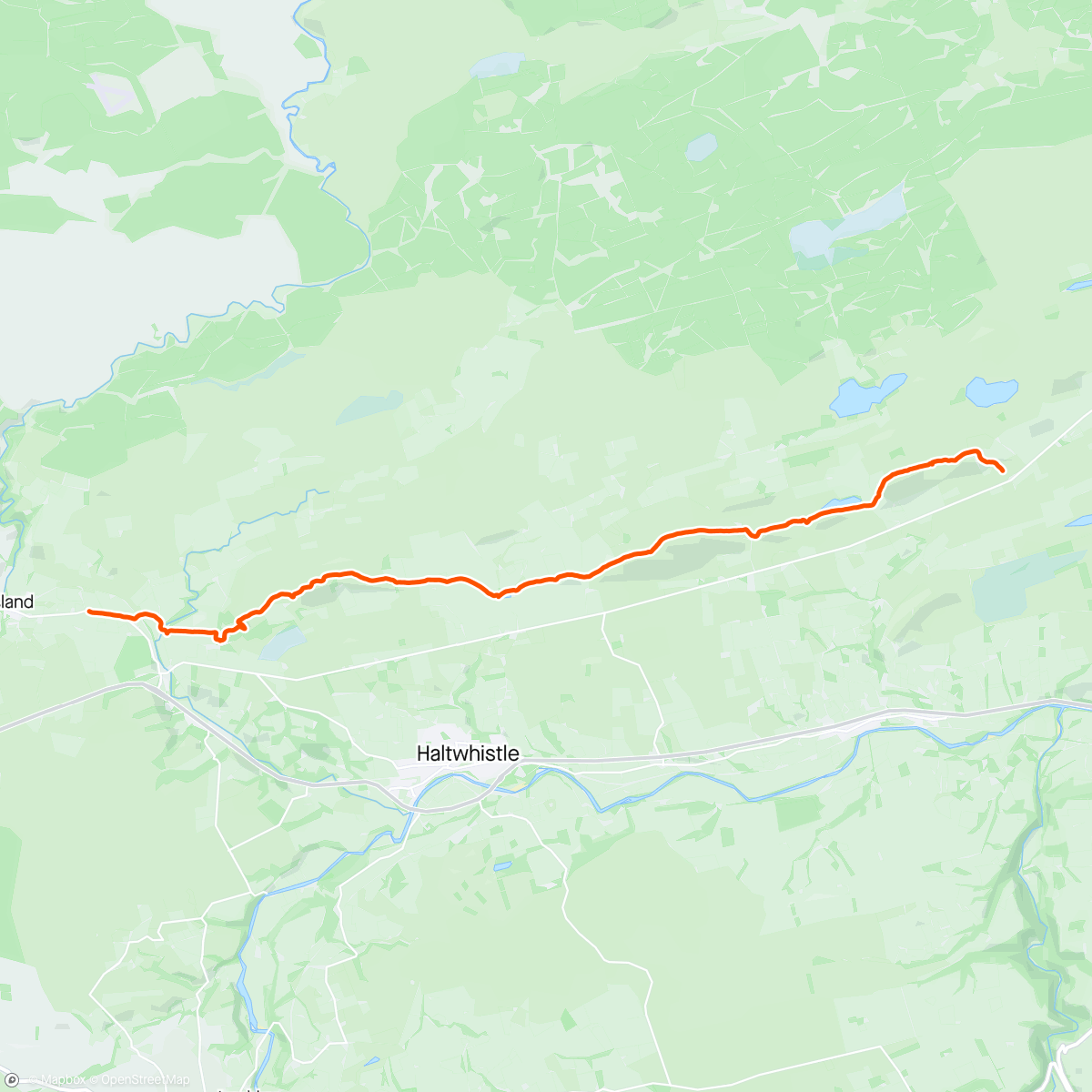 Карта физической активности (Housestead to just beyond Greenhead along Adrian's wall in the opposite direction  to the Spine race in June)