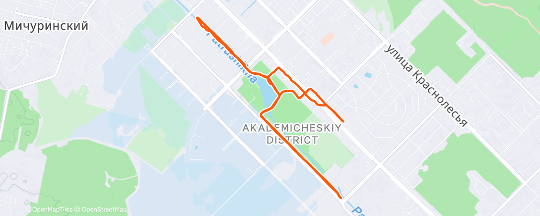 Map of the activity, Утренний забег