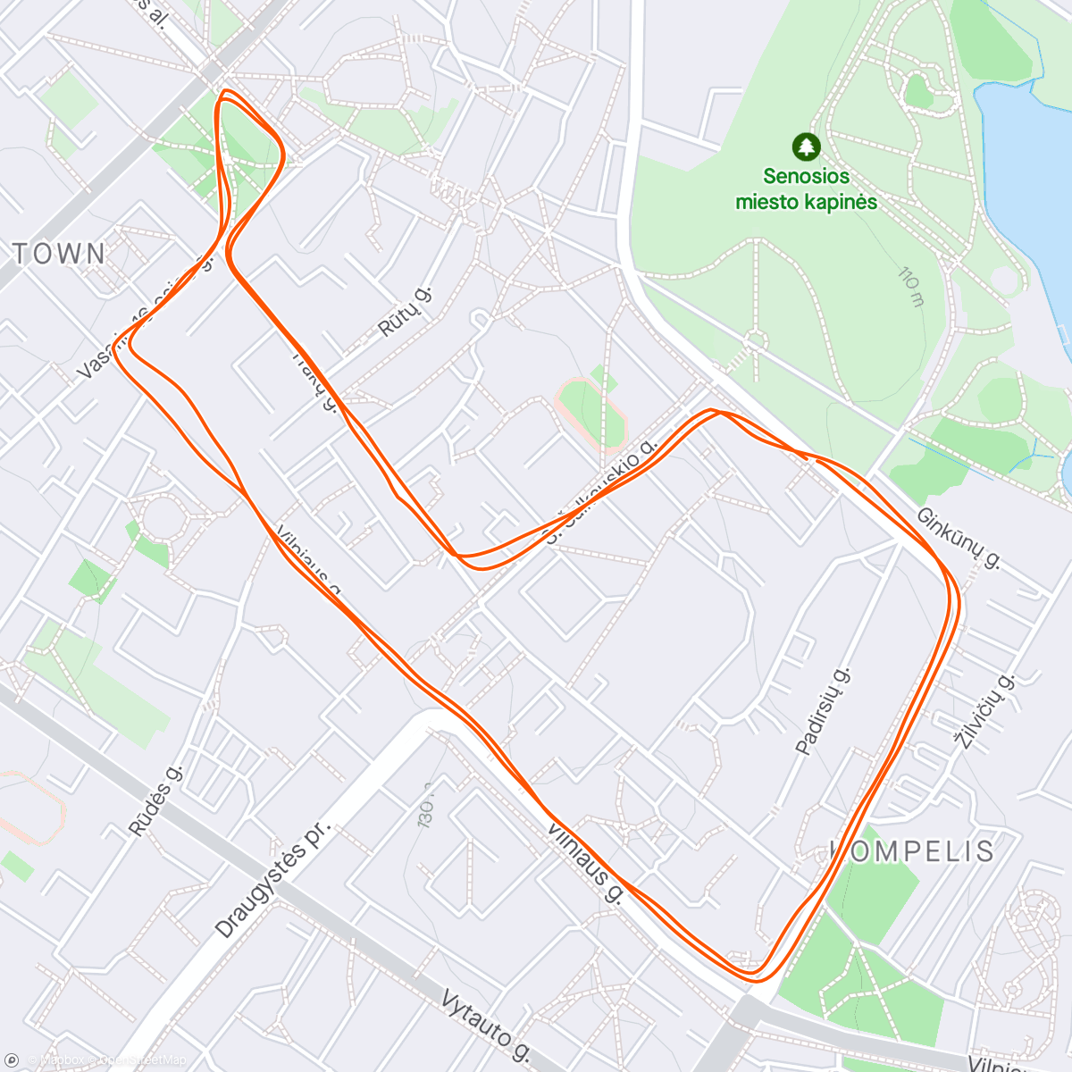 Map of the activity, 4-th place at Olimpinės dienos race (5k)