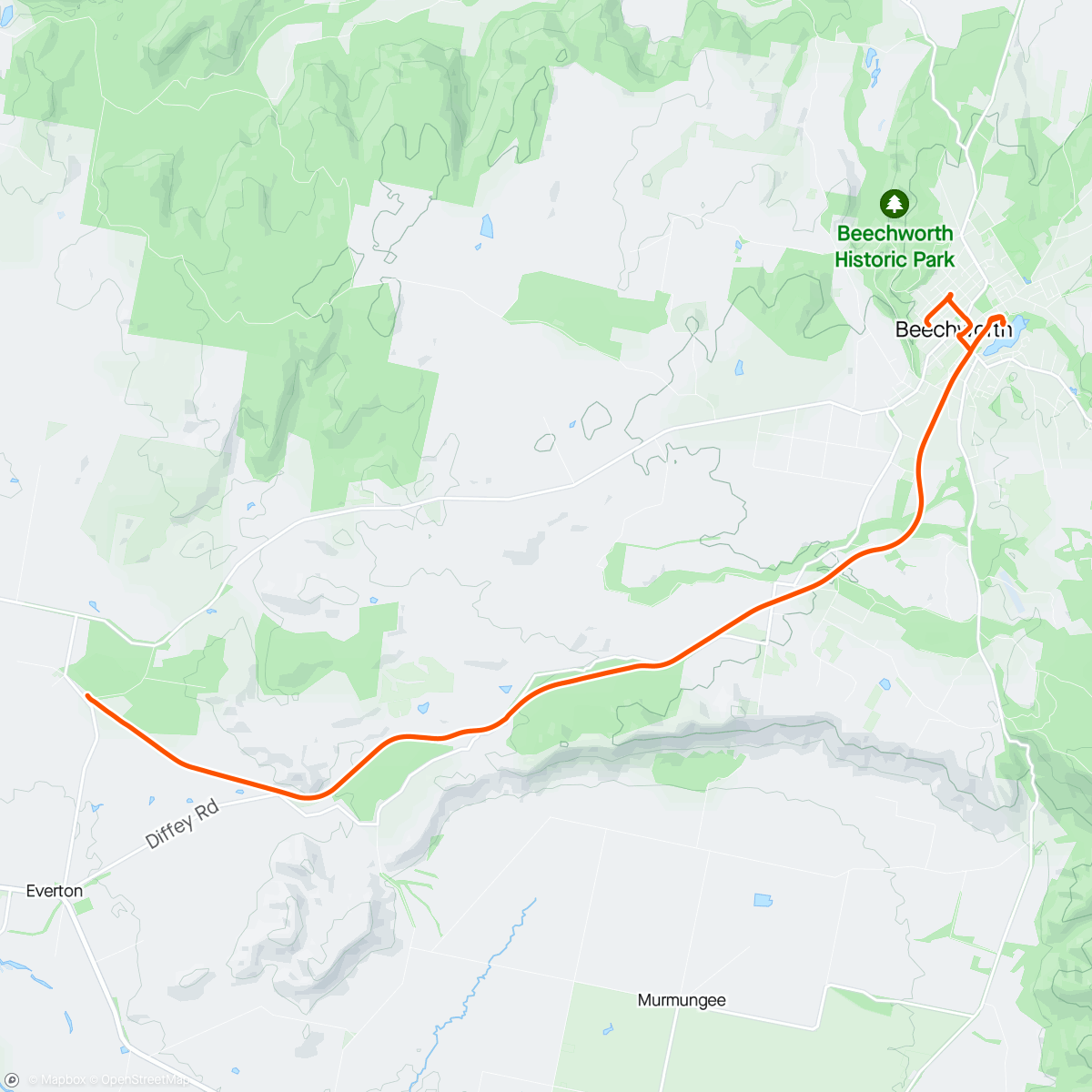 Map of the activity, Beechworth to Everton