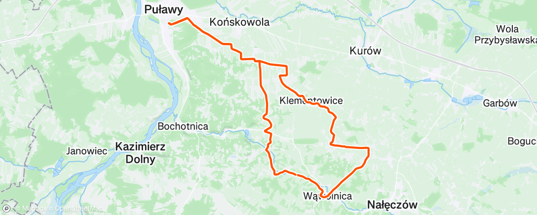 Map of the activity, 2h ride and 2h30min of stuffing myself