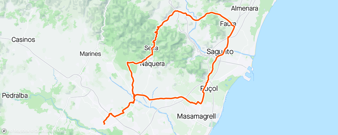 Map of the activity, L'Eliana-Sagunto-L'Eliana