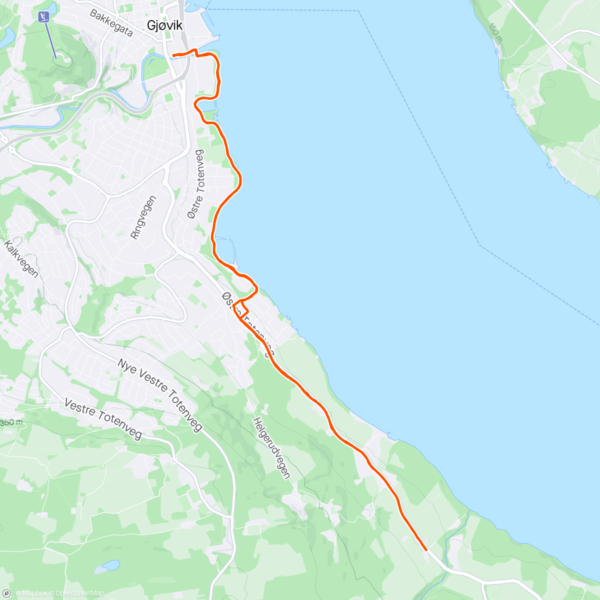 Map of the activity, Morgentur langs Mjøsa
