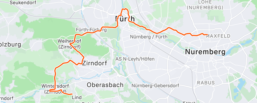 Map of the activity, Fahrt am Nachmittag
