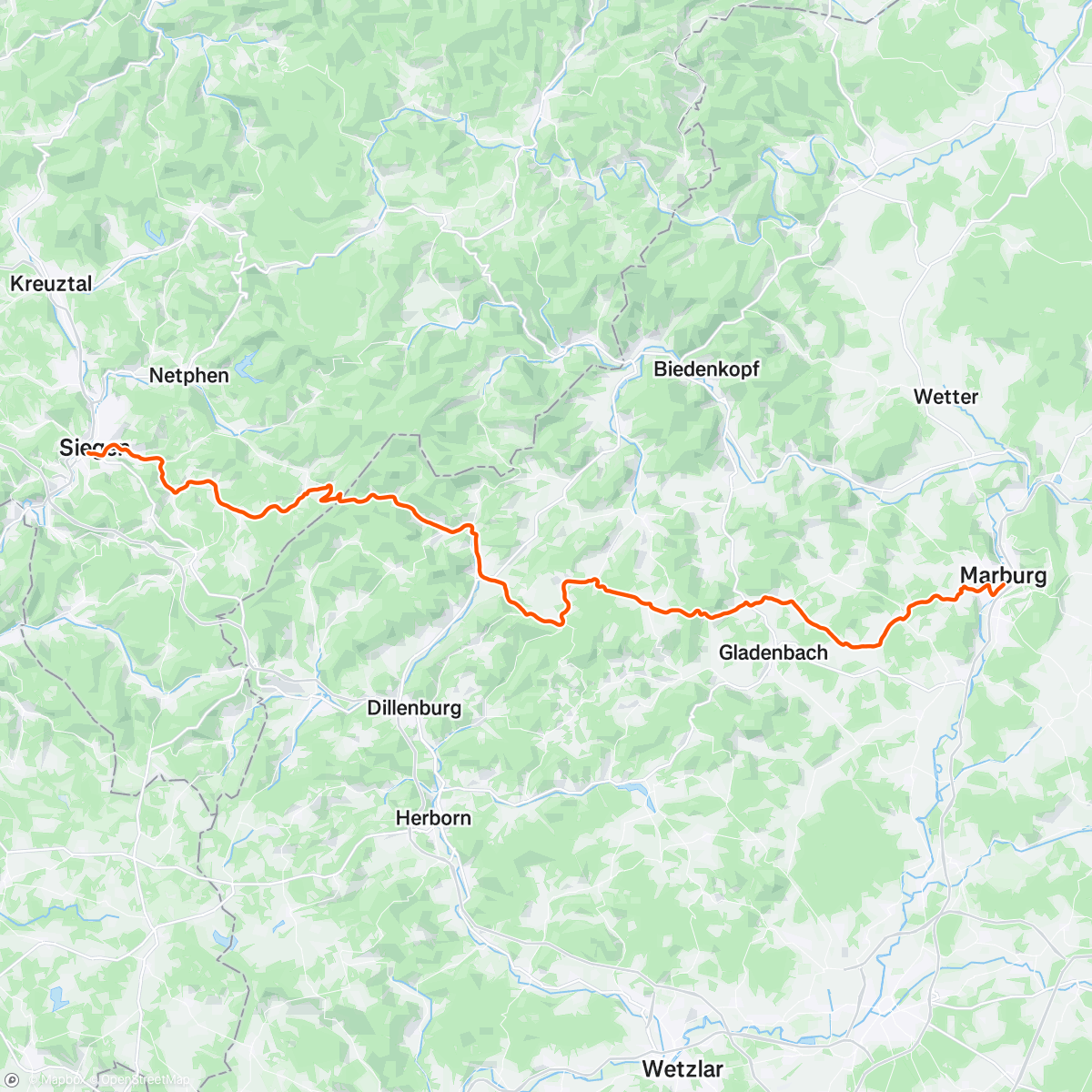 Map of the activity, Marburg-Siegen TT