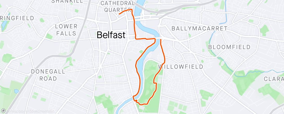 Map of the activity, Guinness fuelled run