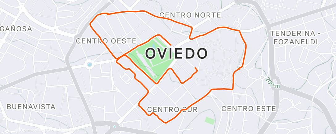 Map of the activity, Evening Run