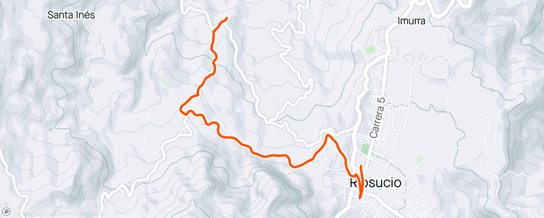 Map of the activity, Carrera de montaña nocturna