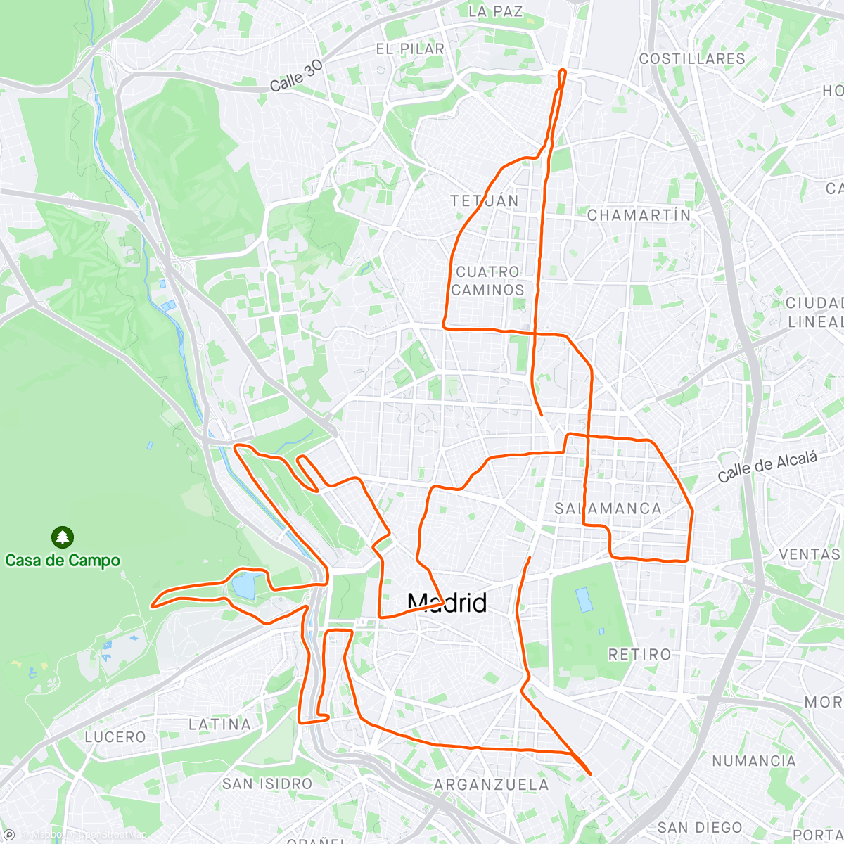Mappa dell'attività Madrid Marathon