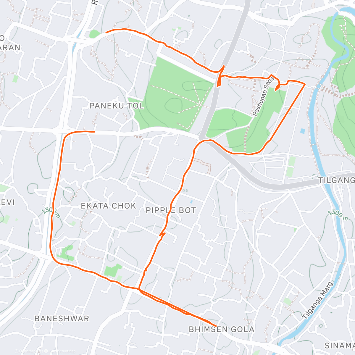 Map of the activity, Laatste dag in nepal..