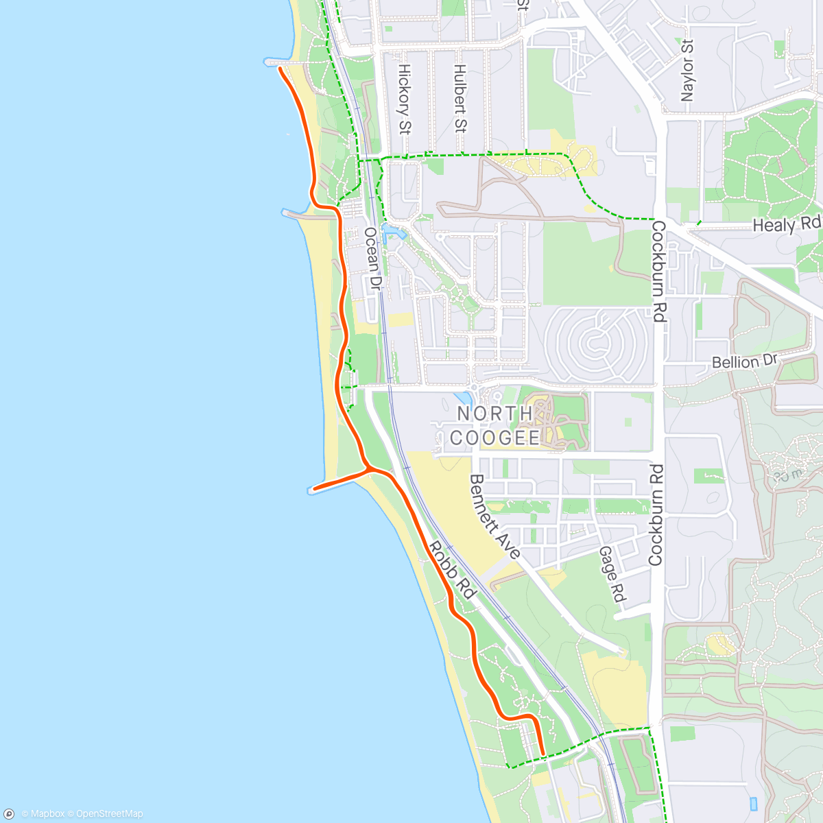 Map of the activity, South Beach (Freo) parkrun