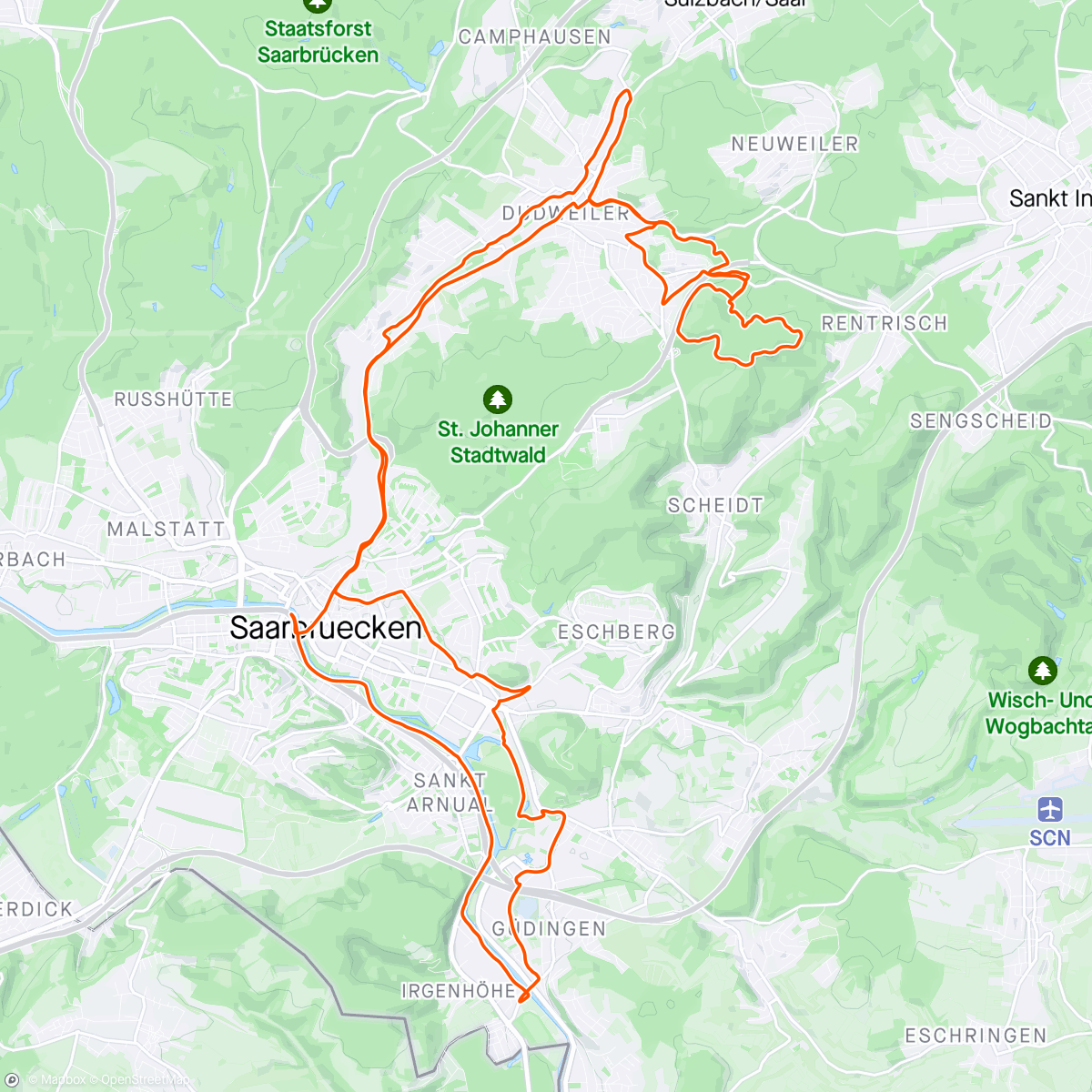 「Mountainbike-Fahrt am Abend」活動的地圖
