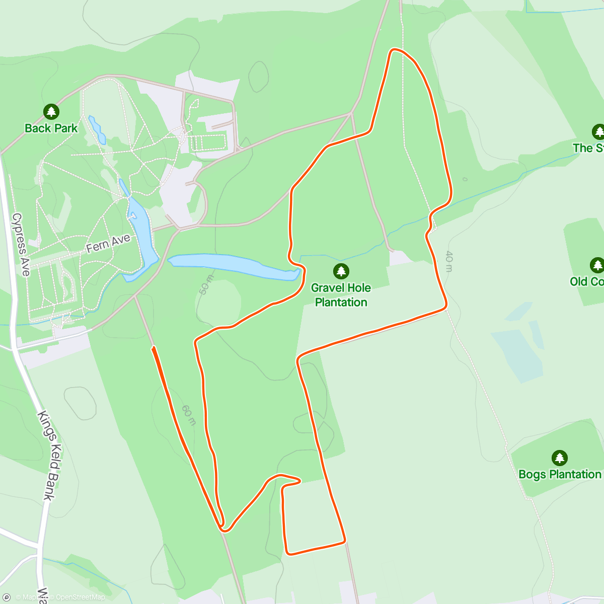 Map of the activity, Thorp Perrow parkrun