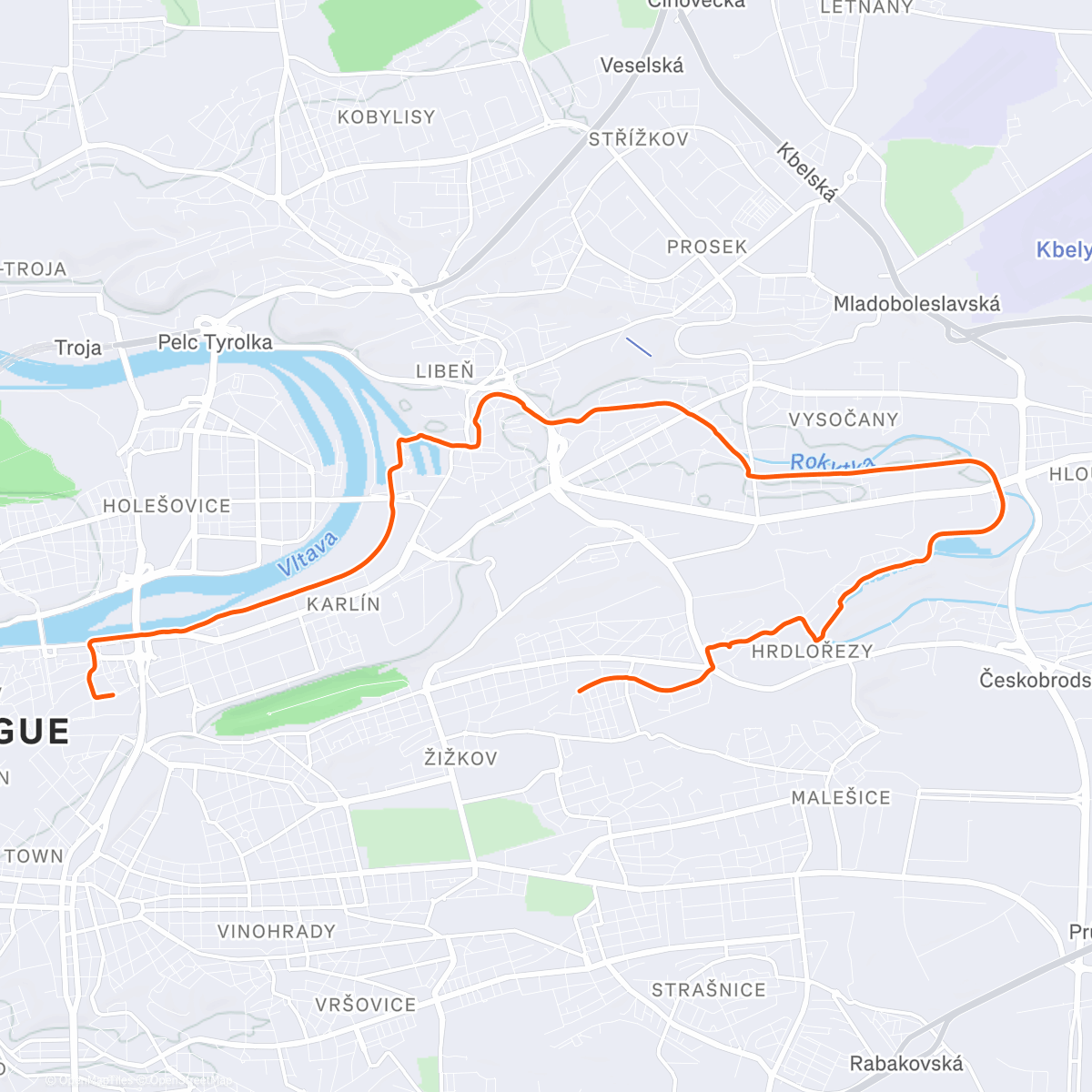 Map of the activity, Evening Ride