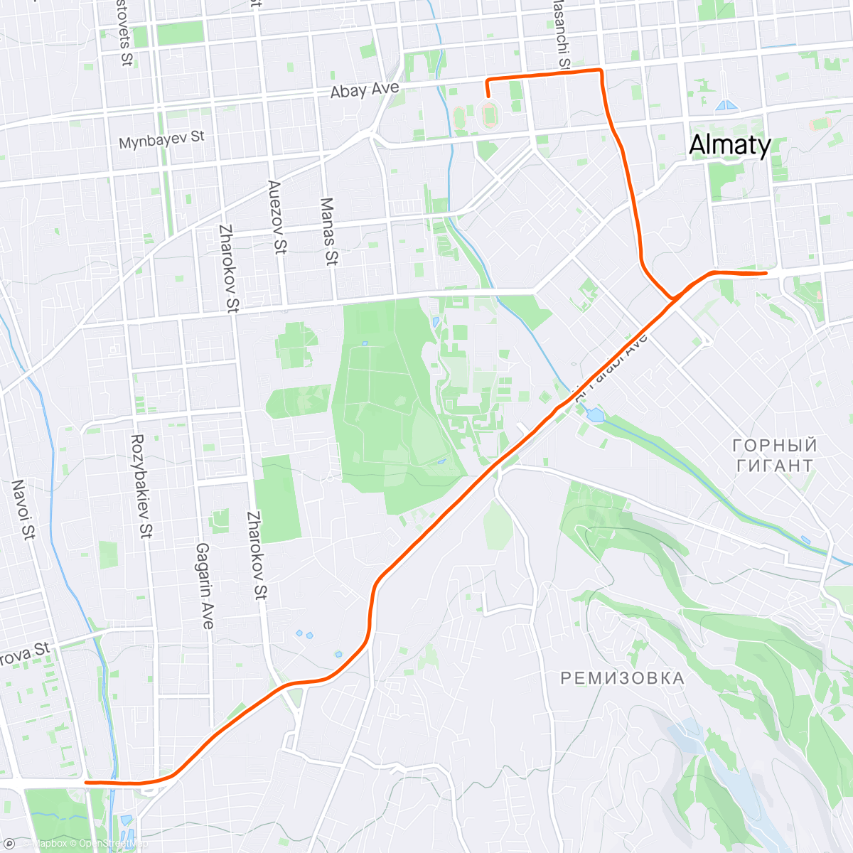 Map of the activity, Almaty half marathon 2024