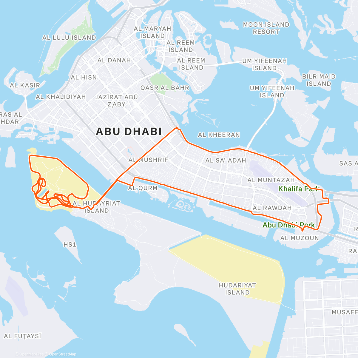 Map of the activity, Lapping around Al Hudayriat