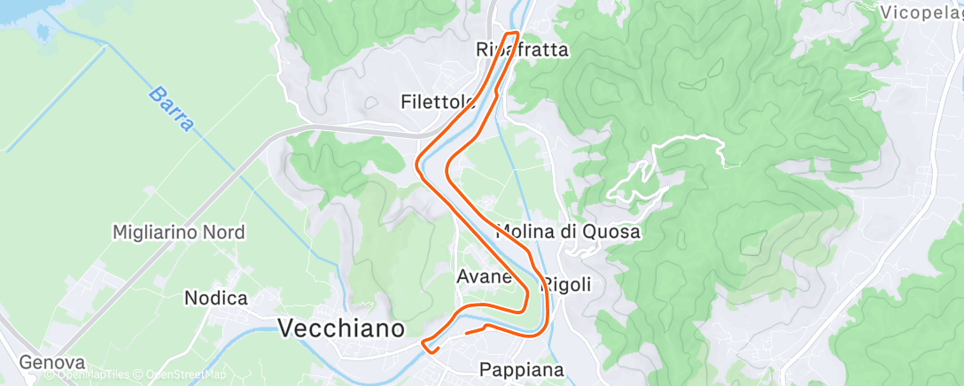 Map of the activity, Afternoon Run