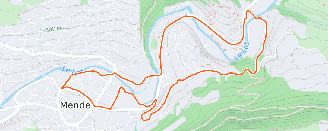 Map of the activity, Course à pied dans l'après-midi