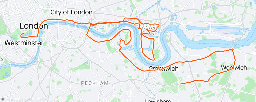 Map of the activity, The London Marathon