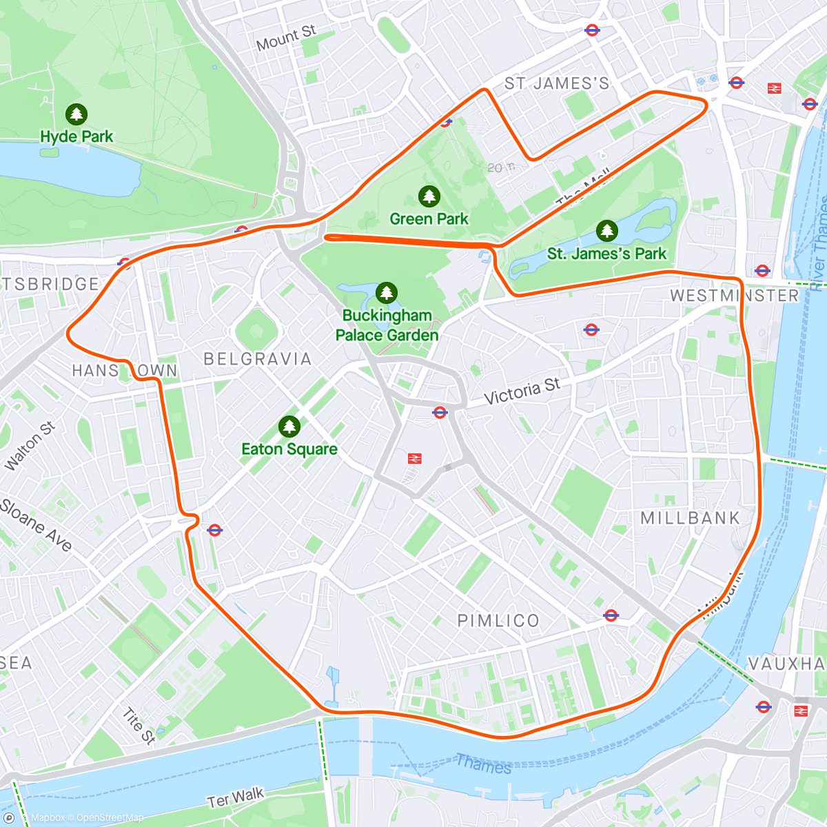 Map of the activity, Zwift - ME2. Cruise Intervals 3x8 in London