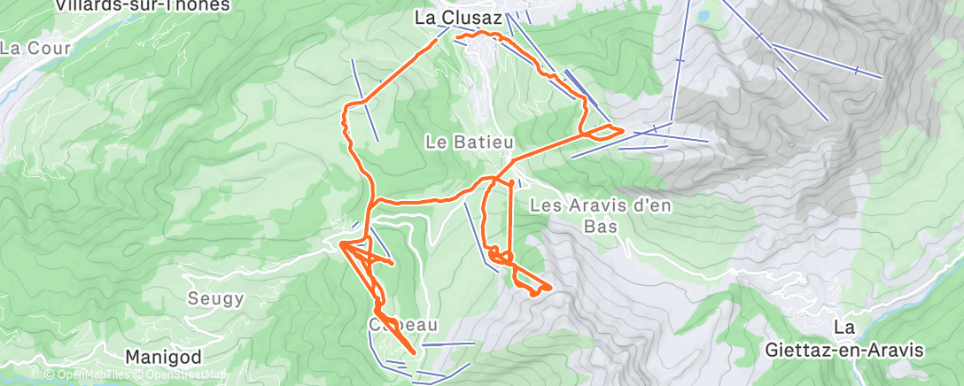 Map of the activity, J3 La Clusaz