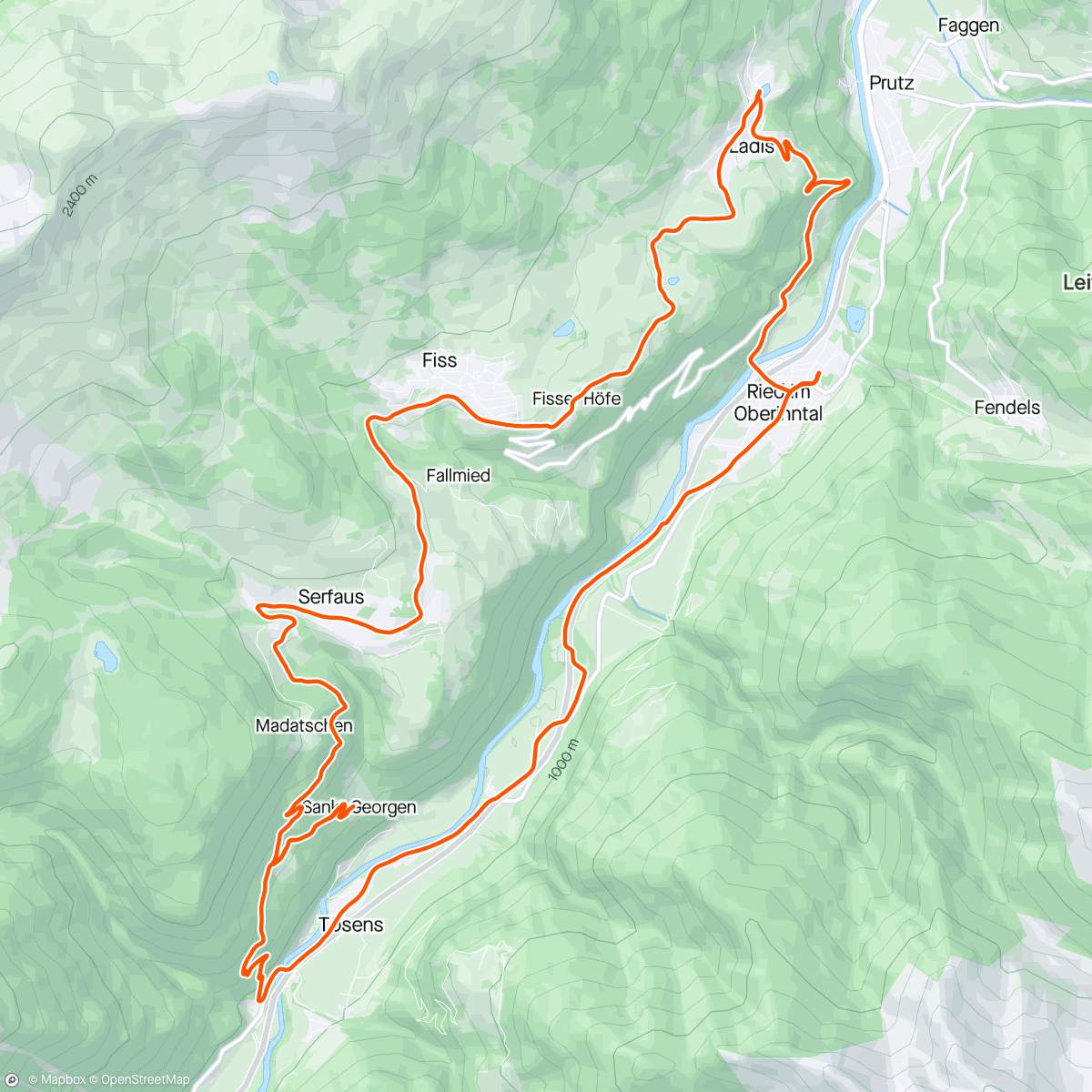 Mapa de la actividad, Serfaus Fiss Ladis