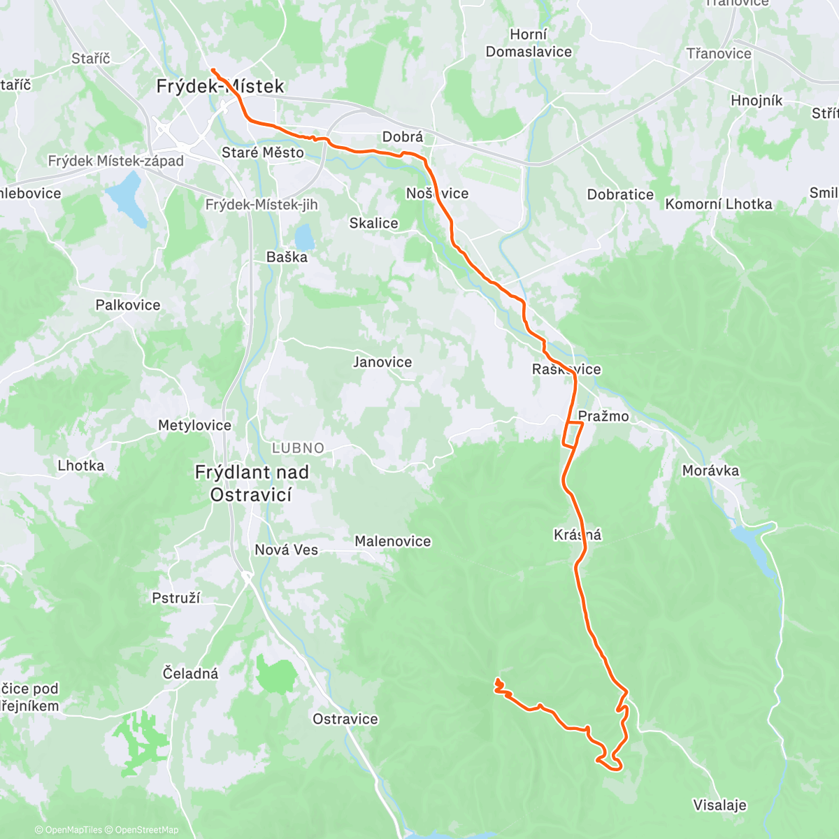 Map of the activity, Lysá v prosinci
