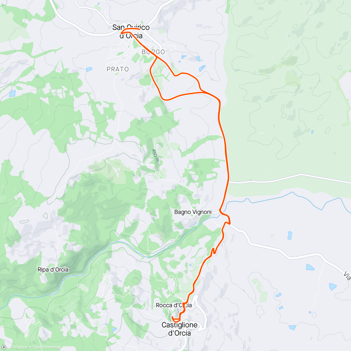 Map of the activity, Cycle up to the Rock of Orcira